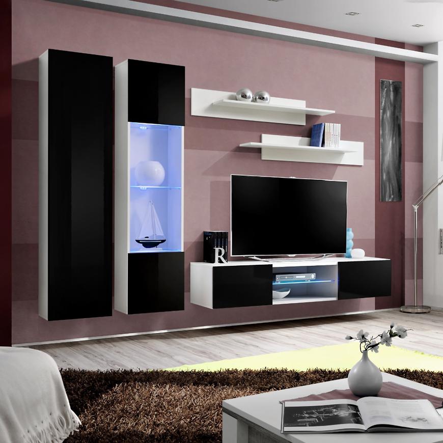 Obývací Stěna Fly O+Sklo Černá /BILY Ws Fy O5 Baumax