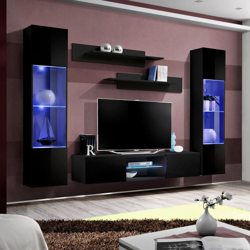 Obývací Stěna Fly O+Sklo Černá Zz Fy O3 Baumax