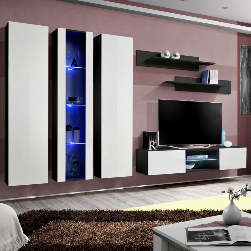 Obývací Stěna Fly P+Sklo Bily/Černá Zw Fy P4 Baumax