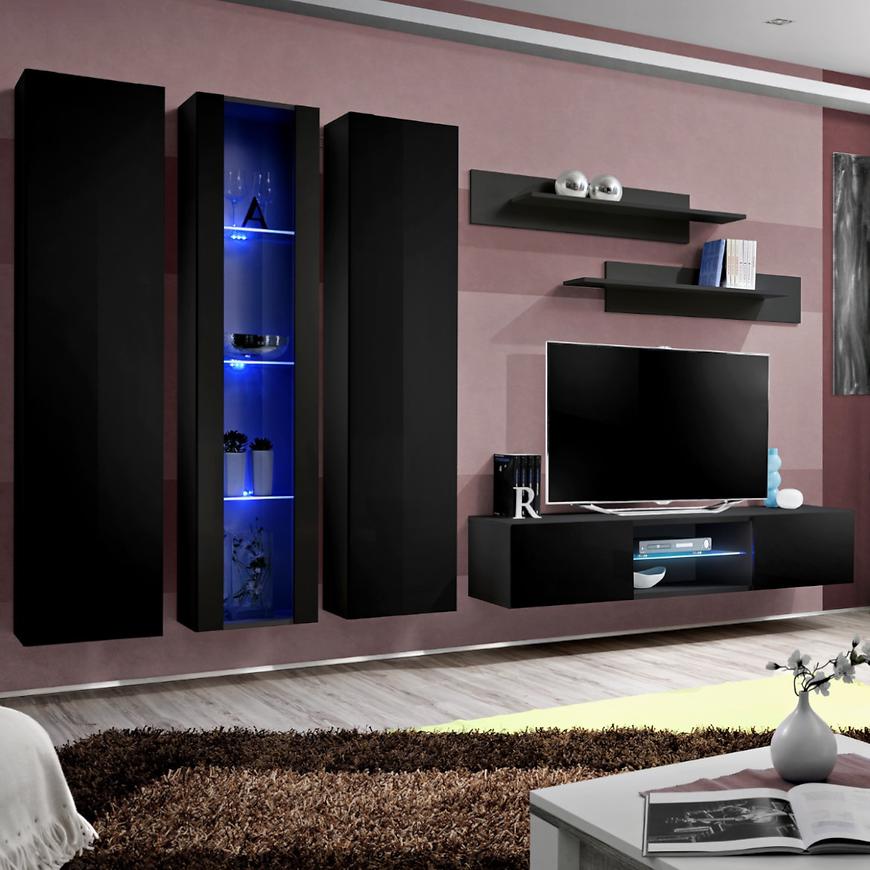 Obývací Stěna Fly P+Sklo Černá Zz Fy P4 Baumax