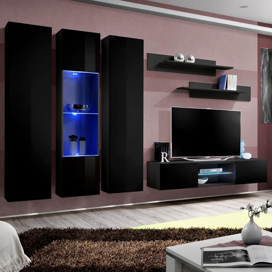 Obývací Stěna Fly P+Sklo Černá Zz Fy P5 Baumax