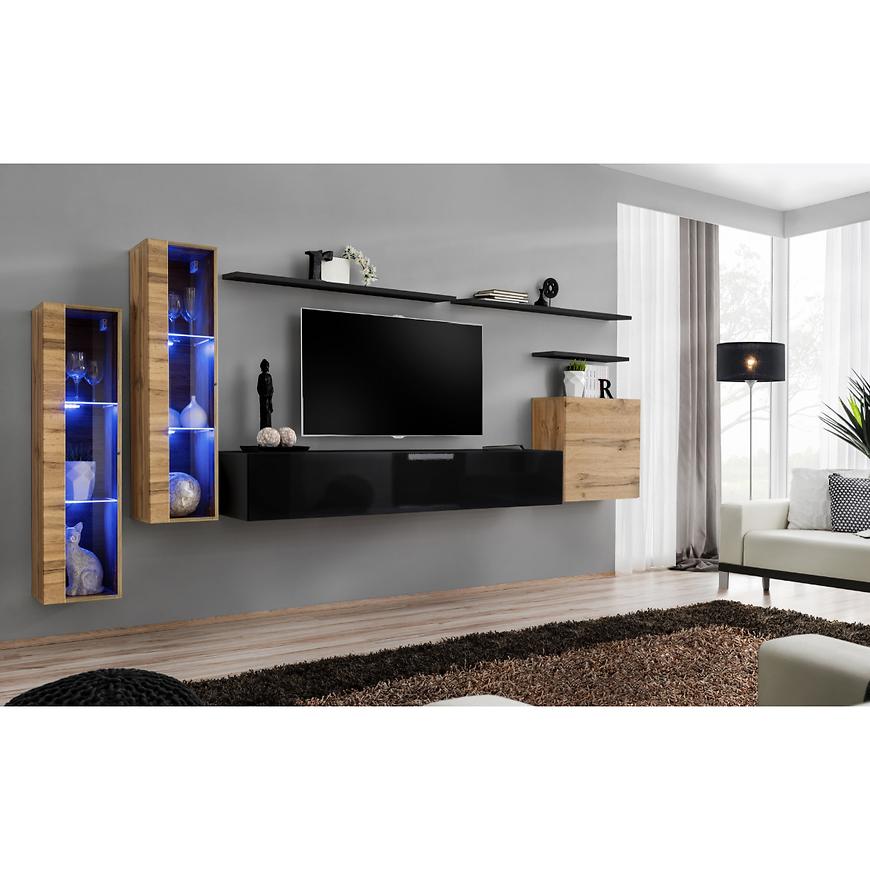 Obývací Stěna Switch Sklo+LED XI Wotan/Černá Baumax
