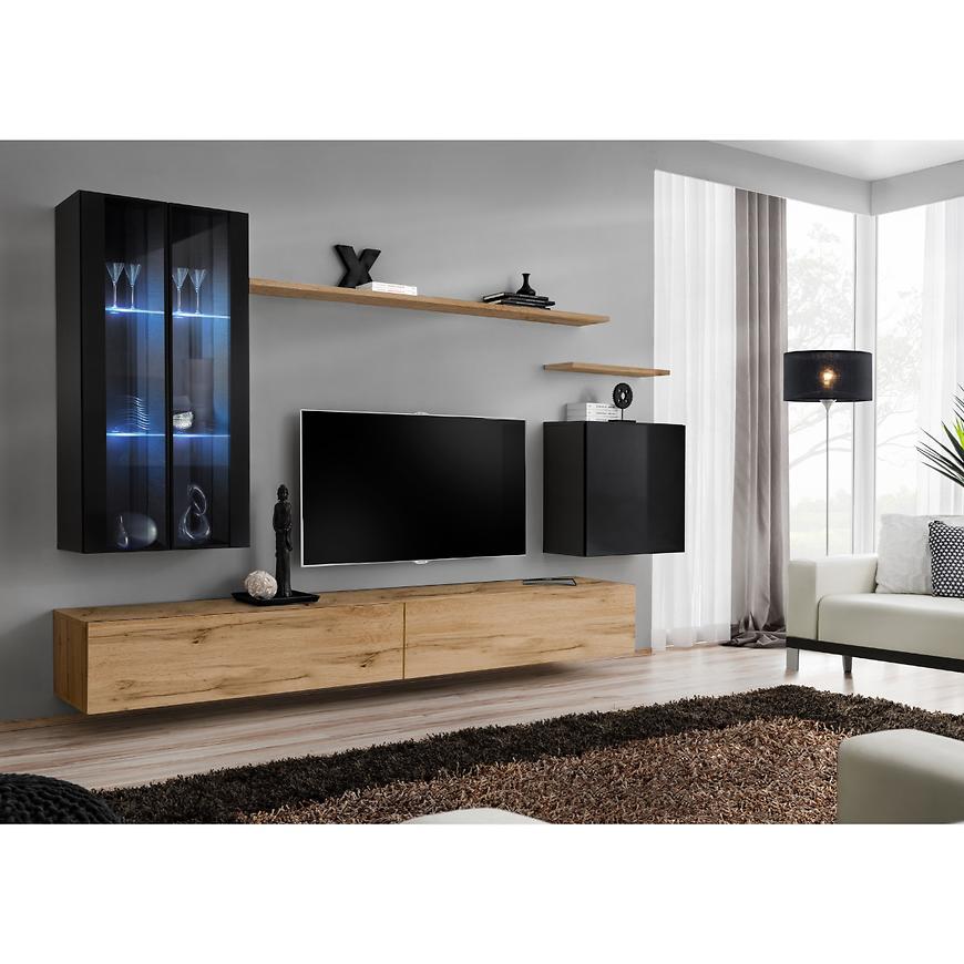 Obývací Stěna Switch Sklo+Led Xii Černá/Wotan Baumax