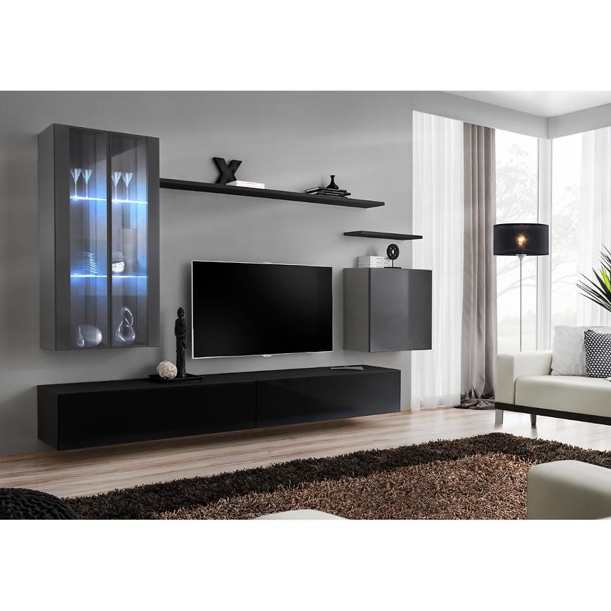 Obývací Stěna Switch Sklo+Led Xii Grafit/Černá Baumax