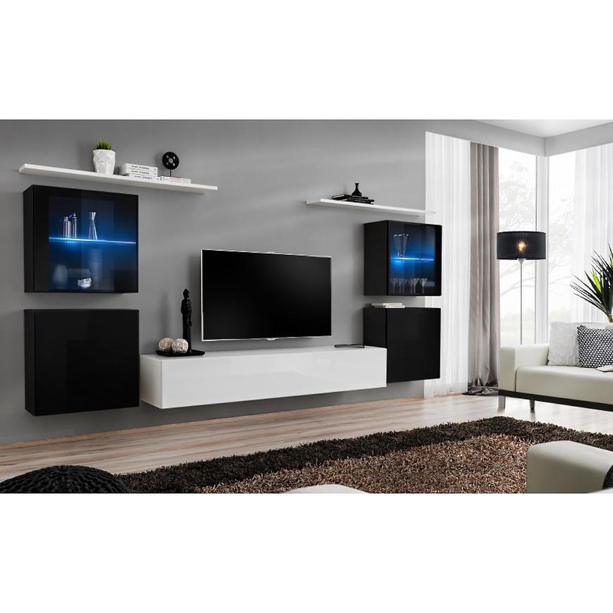 Obývací Stěna Switch Sklo+Led Xiv Černá/Bílý Baumax