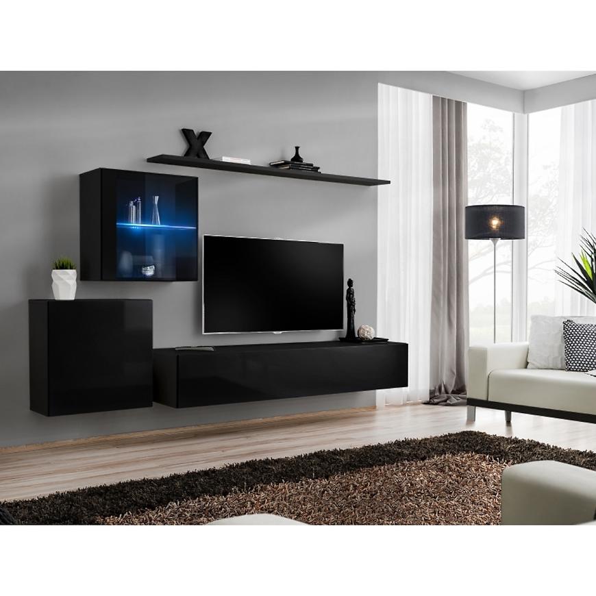 Obývací Stěna Switch Sklo+Led Xv Černá Baumax