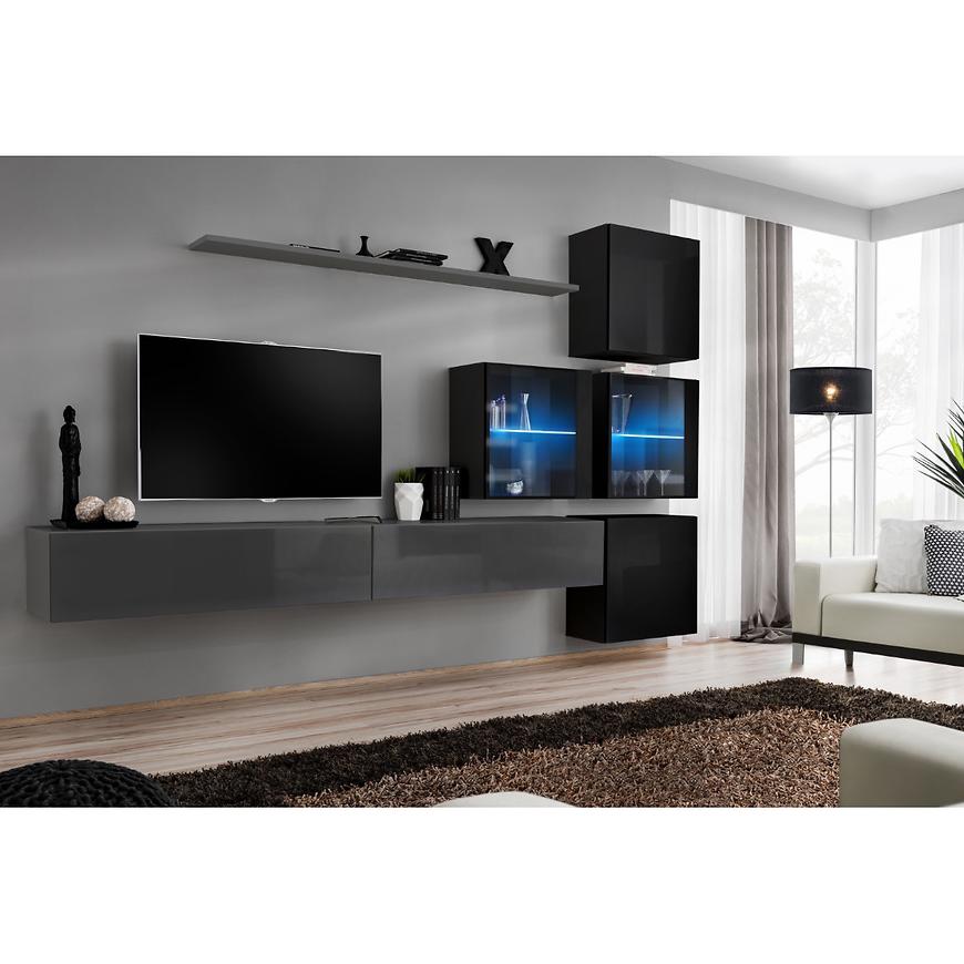 Obývací Stěna Switch XIX Sklo + LED Grafit/Černá Baumax
