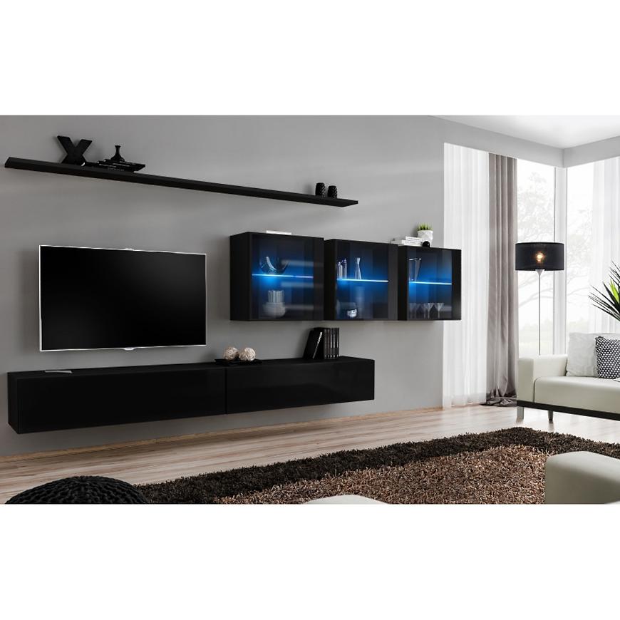 Obývací Stěna Switch XVII Sklo + LED Černá Baumax