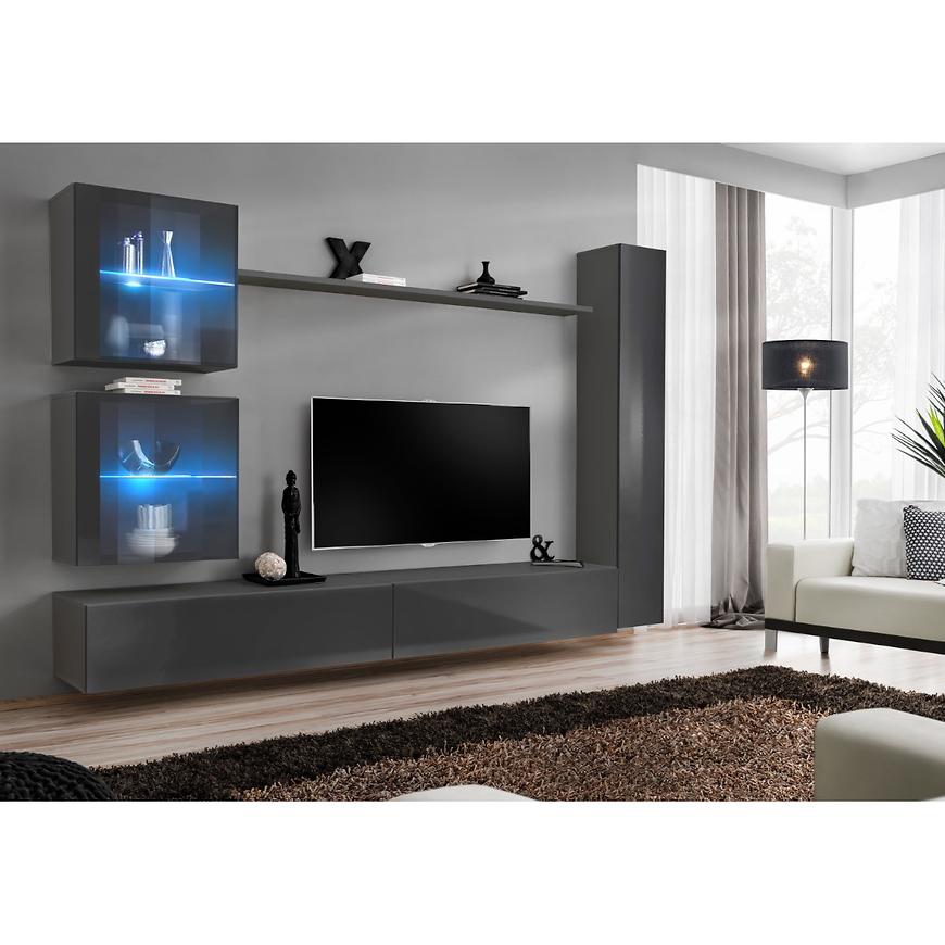 Obývací Stěna Switch XVIII Sklo + LED Grafit Baumax