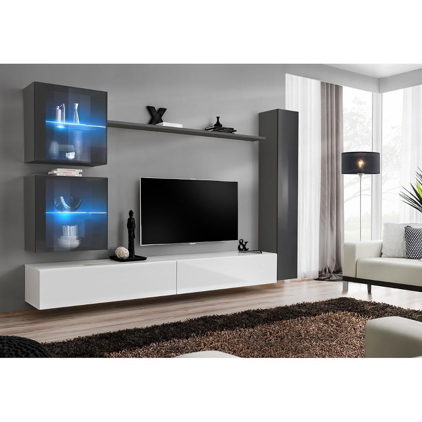 Obývací Stěna Switch XVIII Sklo + LED Grafit/Bílý Baumax