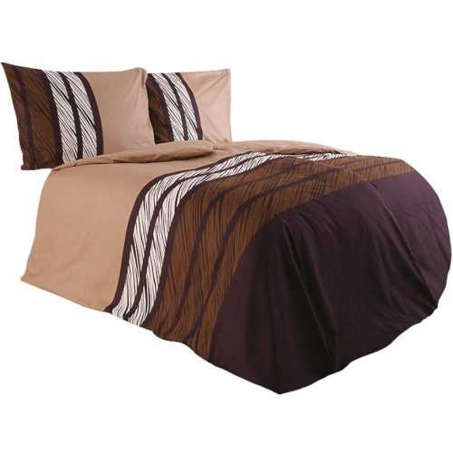 Povlečení bavlna 70x90/140x200 pruhy hnědá Baumax