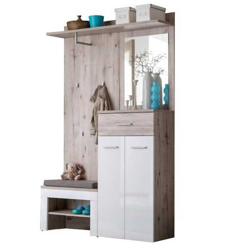 Předsíňová Stěna Gustavo II + Polštář Dub Wellington/Bílý Baumax