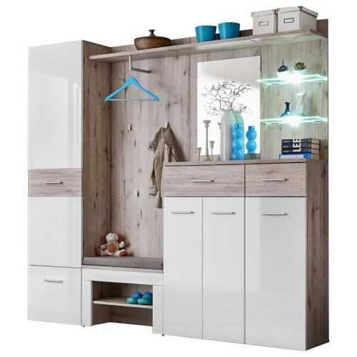 Předsíňová Stěna Gustavo IV + Polštář Dub Wellington/Bílý Baumax