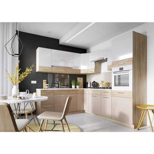 Rohova Kuch. Linka Mocca 210x250cm Macate/Bila Lesk Bez Pracovní Deskou Baumax