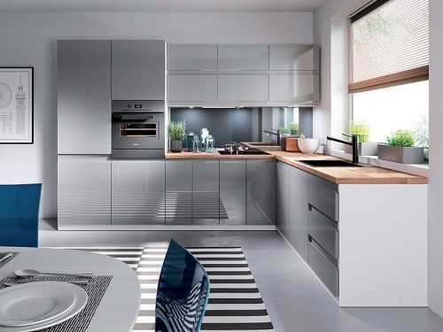 Rohová kuchynská linka Gardena Grey 240x300 lakované Baumax