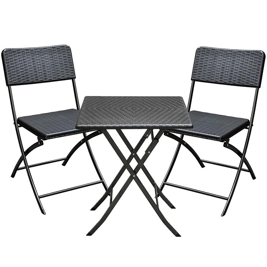 Sada čtvercový stůl + 2 židle černá Baumax