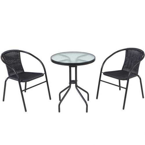 Sada ratan Bistro 2+1 černá Baumax