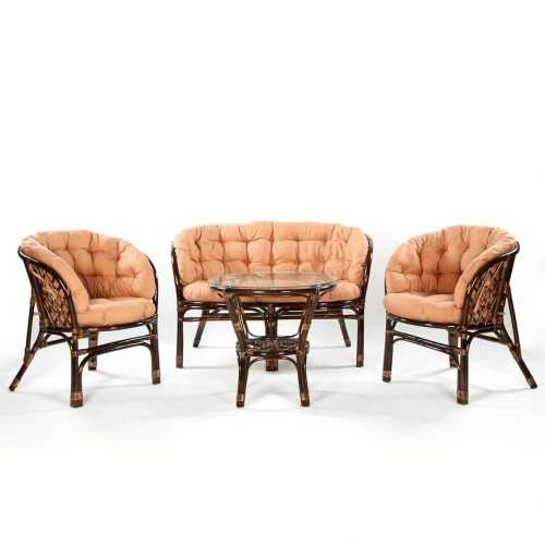 Sada rattan Tropicana 1+2+1 tmavě hnědá/cappucino Baumax