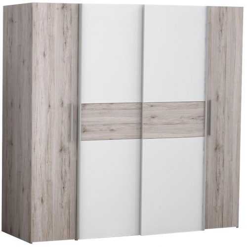 Skříň Kalixtus 200cm 4d Pískový Dub/Bílý Baumax