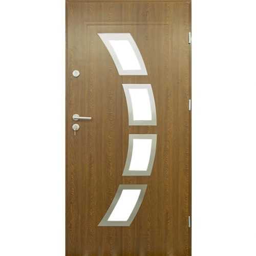 Vchodové dveře Malaga 90P Zlatý Dub inox 55 otevírající se dovnitř Baumax