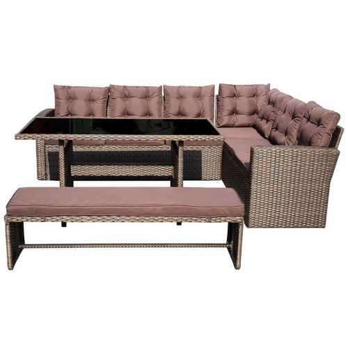 Zahradní rohová sedačk ratan Toscana hnědý Baumax