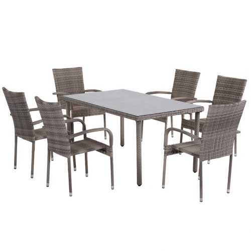 Zahradní sada ratan Haiti 1+6 šedá Baumax