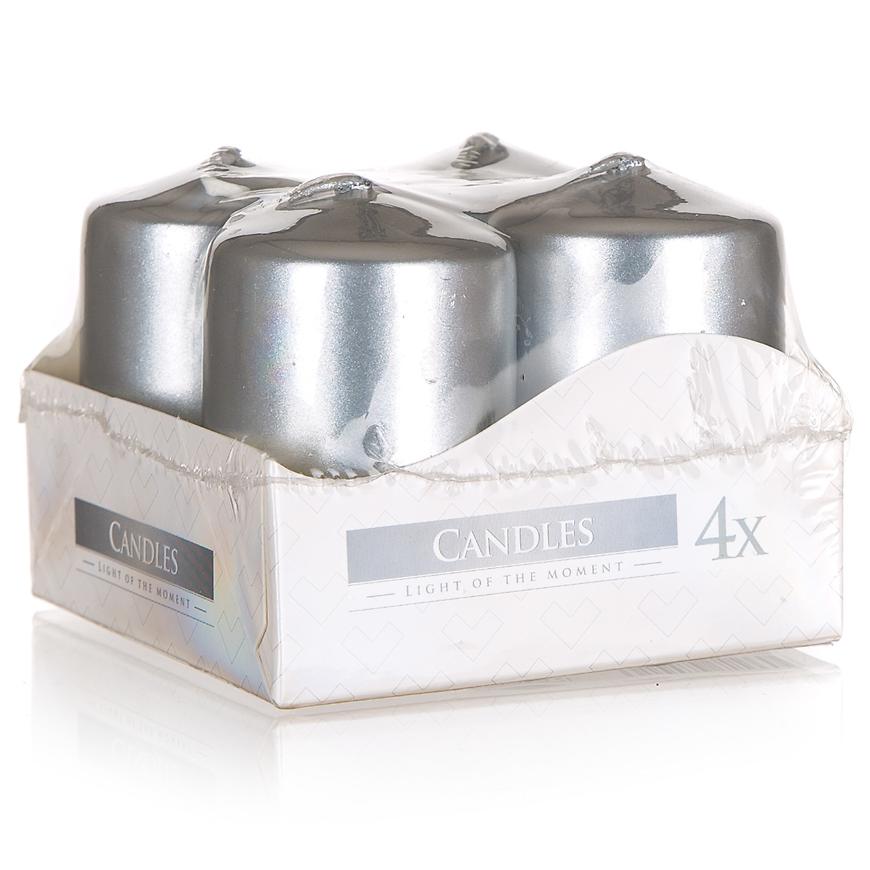 Sada svíček 40/60mm 4ks stříbrné a16888