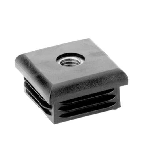 Záslepka obdélníková se závitem krátká černá - 25x25x1-2mm M8 kovový závit