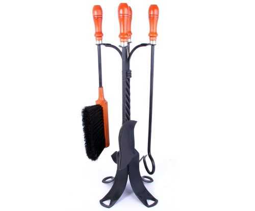 Sada krbová 4-dílná se stojánkem - rukojeť třešeň