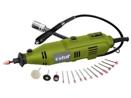 Extol Craft 404116 přímá bruska s přísl. 40ks + nástavec 130W