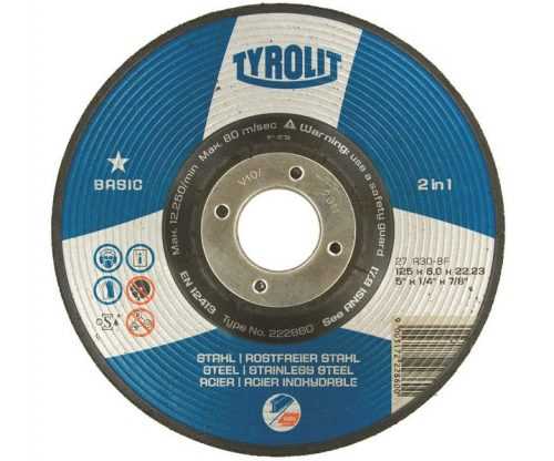 Kotouč brusný ocel/nerez Tyrolit - 125x6mm