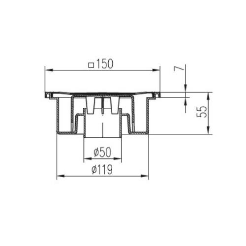 Vpusť podlahová spodní D 50 / 55 mm
