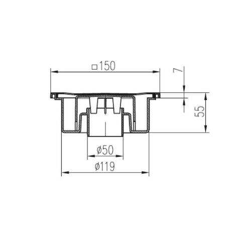 Vpusť podlahová spodní D 50 / 55 mm