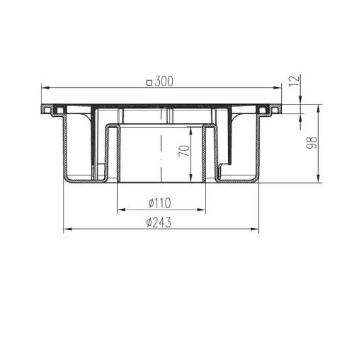 Vpusť podlahová spodní D 110 mm