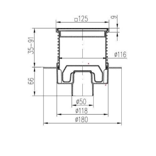 Vpusť podlahová spodní NEPTUN D 50 mm