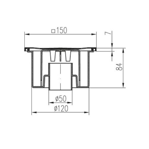 Vpusť podlahová spodní D 50 / 84 mm