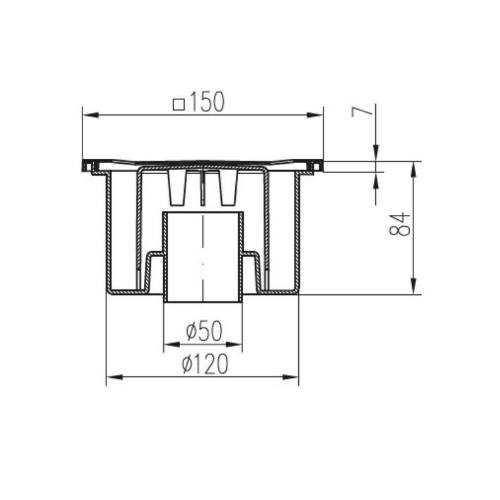 Vpusť podlahová spodní D 50 / 84 mm