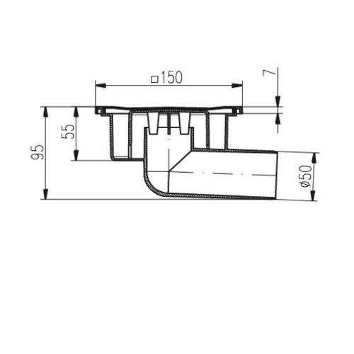Vpusť podlahová boční D 50 / 95 mm