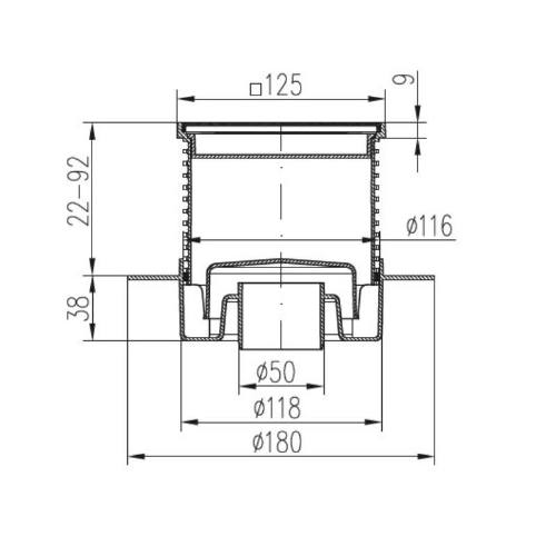 Vpusť podlahová spodní D 50 mm
