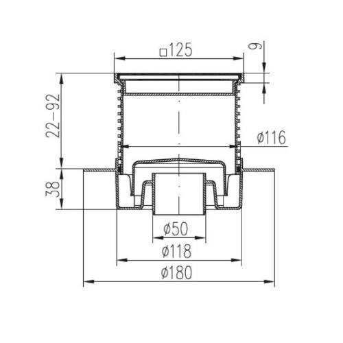 Vpusť podlahová spodní D 50 mm
