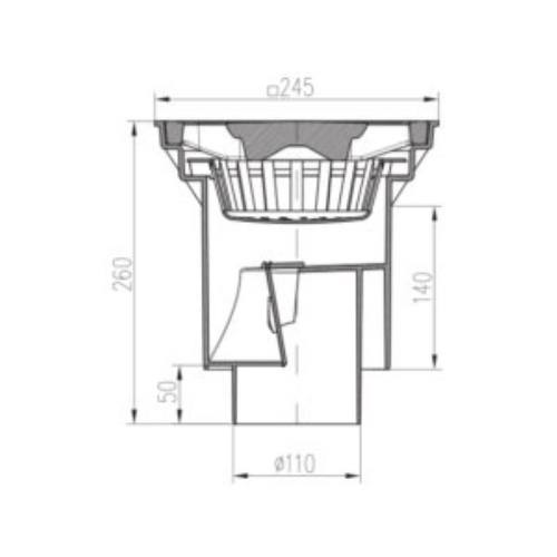 Vpusť kanalizační spodní D 160 / 110-250 mm