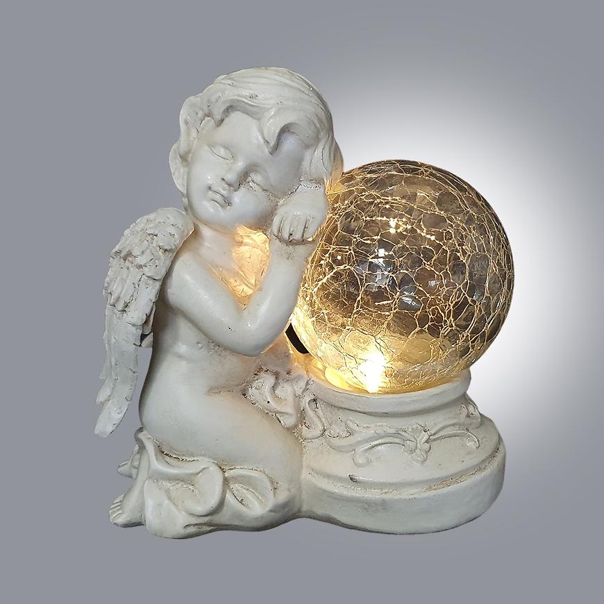 Anděl LED SOLÁRNÍ SKLENĚNÁ KOULE 4/20/NUS