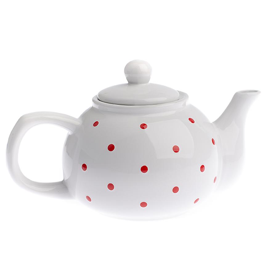 Keramická čajová konvička s puntíky 1l bílá KK191029 Baumax