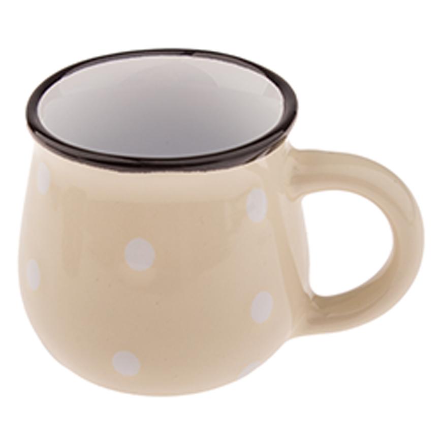 Keramický hrnek s puntíky 75ml krémový KK5082
