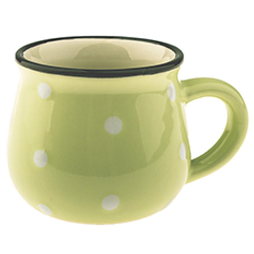 Keramický hrnek s puntíky 75ml světle zelený KK5083