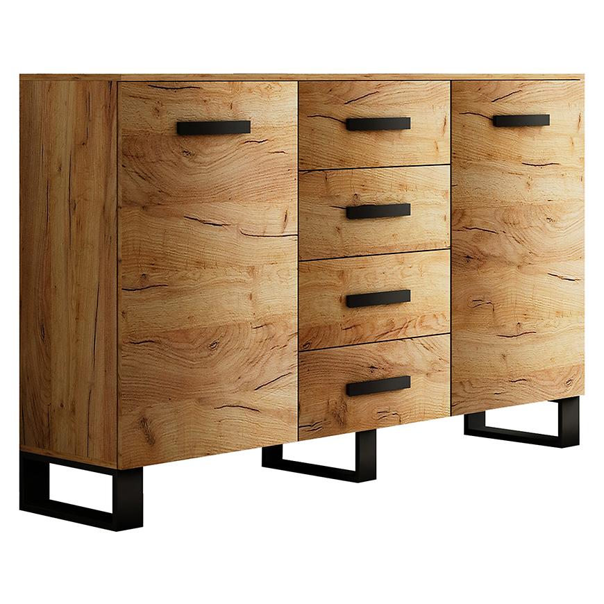 Komoda Loft 150 dub craft zlatý/černá Baumax