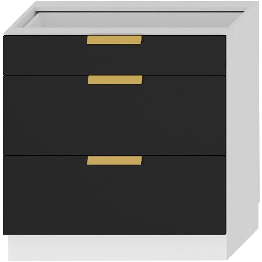 Kuchyňská Skříňka Denis D80s/3 Černá Mat Continental/Bílý Baumax