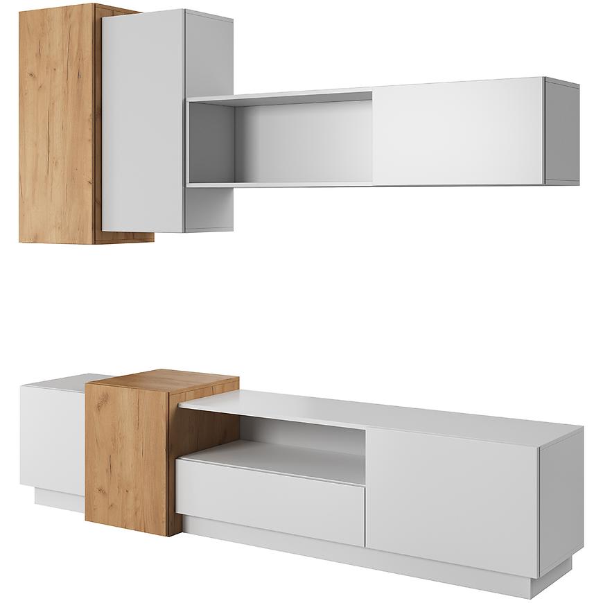 Obývací Stěna 3D bílý/dub craft zlatý Baumax