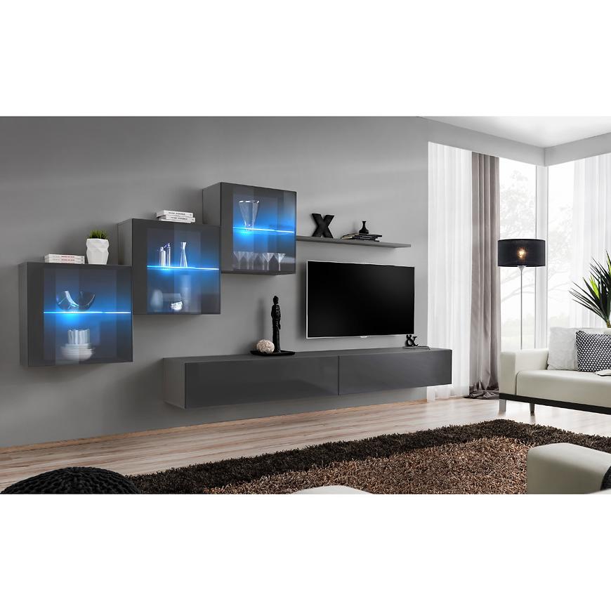 Obývací Stěna Switch XX sklo + LED grafitová Baumax