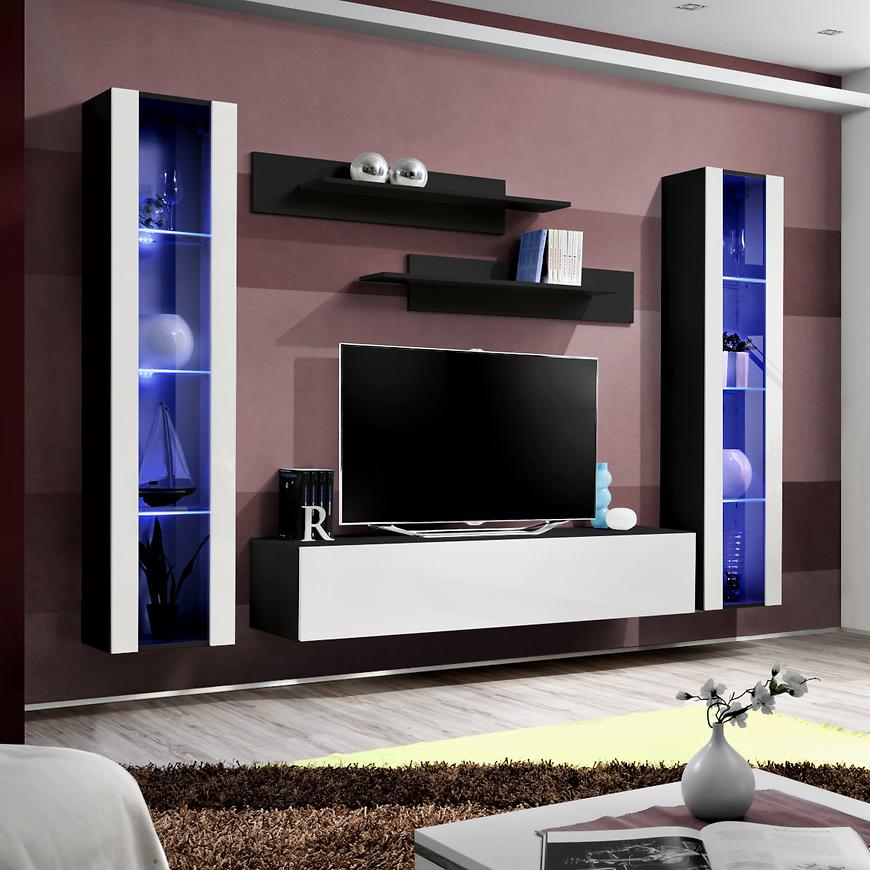 Obývací stěna Fly A2+sklo bílá/černá Baumax